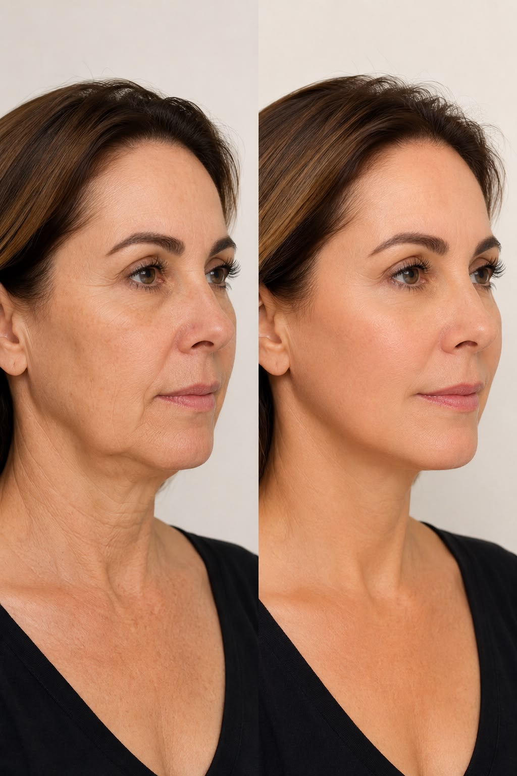 Antes e depois ilustrativo de lifting facial — imagem ilustrativa